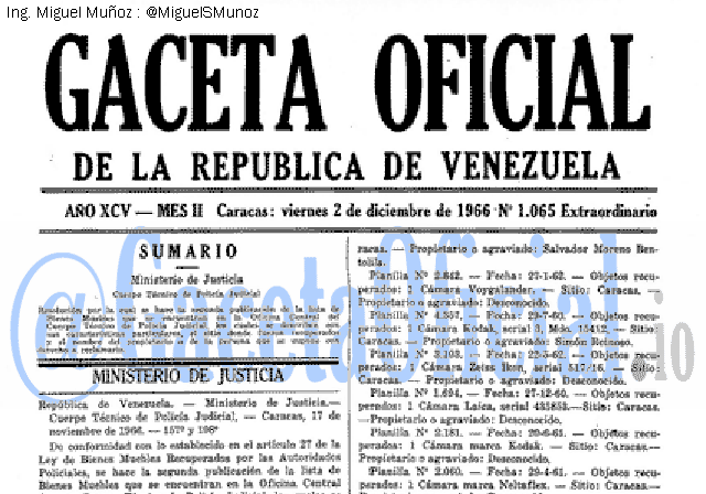 Gaceta Oficial 1065 del 2 Diciembre 1966