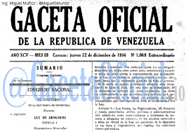 Gaceta Oficial 1068 del 22 Diciembre 1966