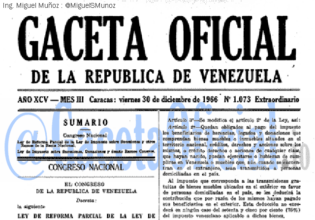Gaceta Oficial 1073 del 30 Diciembre 1966