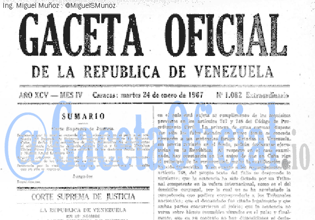 Gaceta Oficial 1082 del 24 Enero 1967