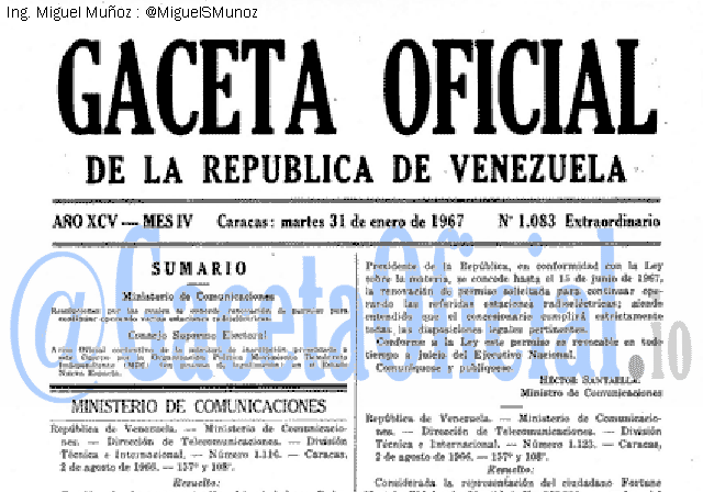 Gaceta Oficial 1083 del 31 Enero 1967