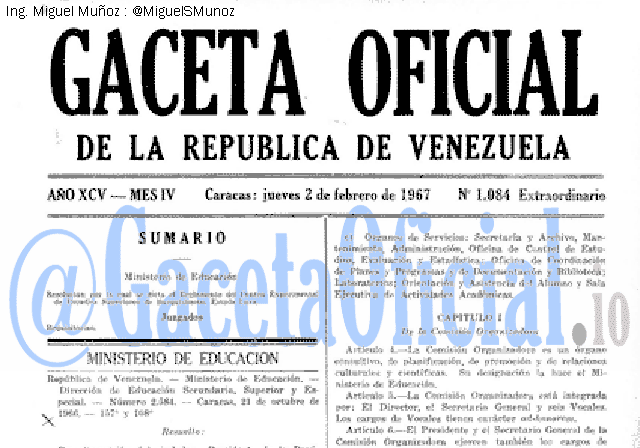 Gaceta Oficial 1084 del 2 Febrero 1967