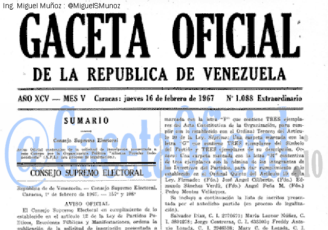Gaceta Oficial 1088 del 16 Febrero 1967