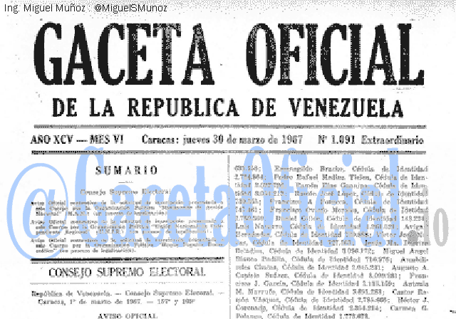 Gaceta Oficial 1091 del 30 Marzo 1967