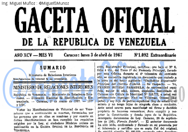 Gaceta Oficial 1092 del 3 Abril 1967