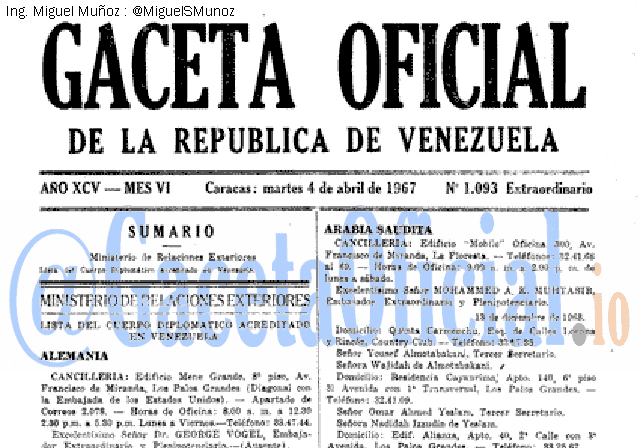Gaceta Oficial 1093 del 4 Abril 1967