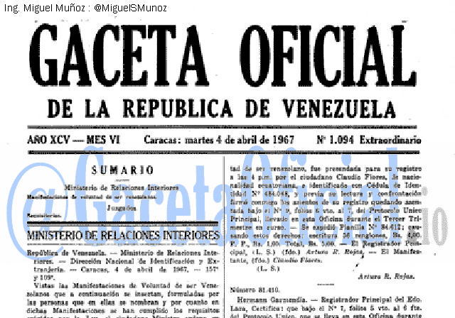 Gaceta Oficial 1094 del 4 Abril 1967