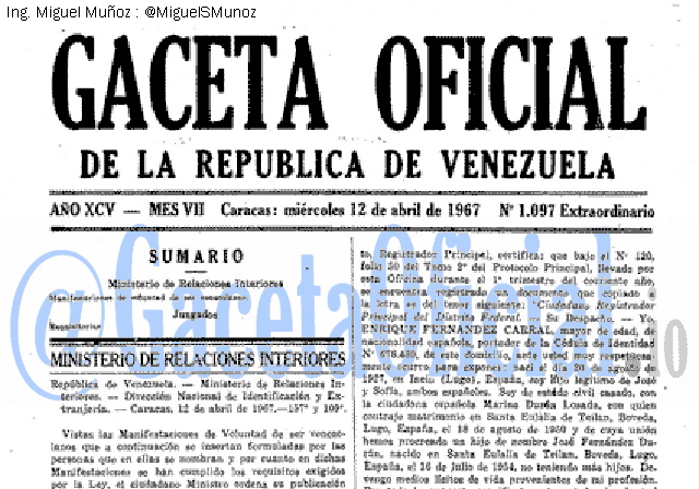 Gaceta Oficial 1097 del 12 Abril 1967