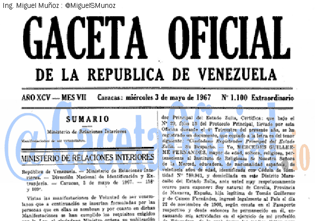 Gaceta Oficial 1100 del 3 Mayo 1967