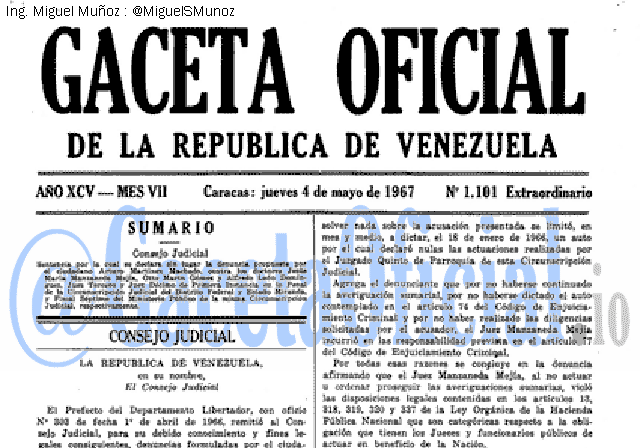 Gaceta Oficial 1101 del 4 Mayo 1967