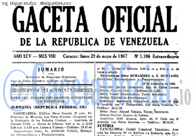 Gaceta Oficial 1106 del 29 Mayo 1967