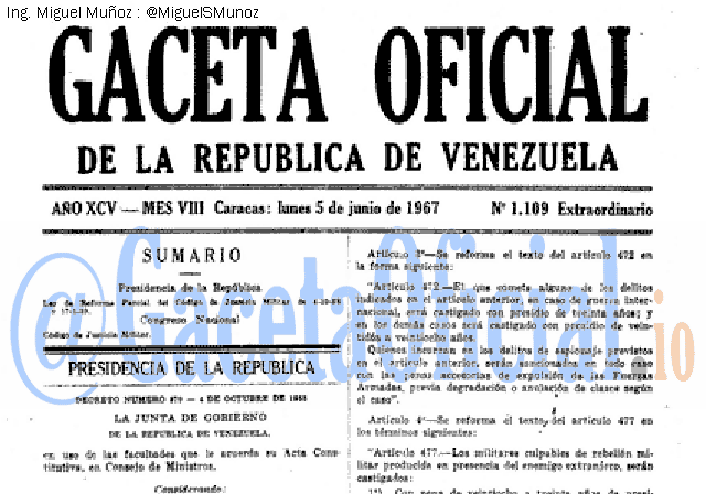 Gaceta Oficial 1109 del 5 Junio 1967