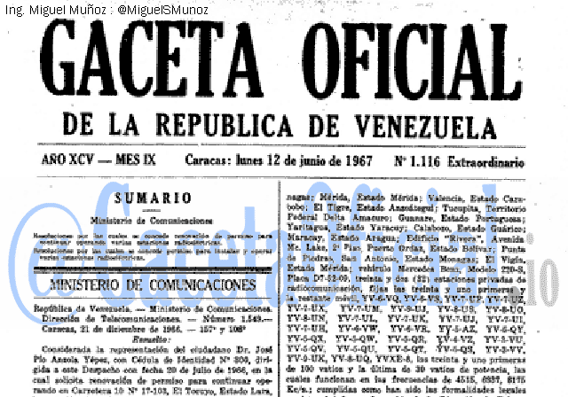 Gaceta Oficial 1116 del 12 Junio 1967