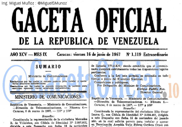 Gaceta Oficial 1119 del 16 Junio 1967