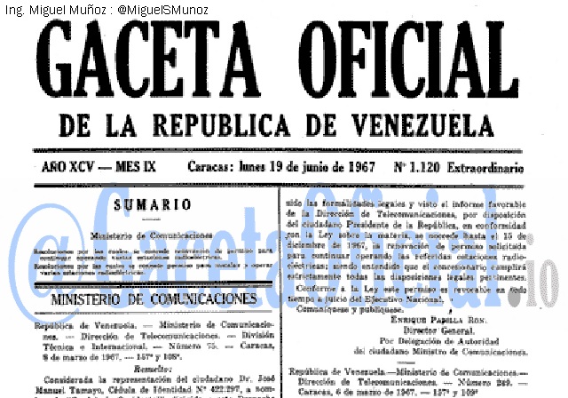 Gaceta Oficial 1120 del 19 Junio 1967
