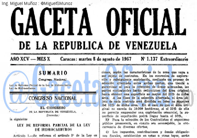 Gaceta Oficial 1137 del 8 Agosto 1967