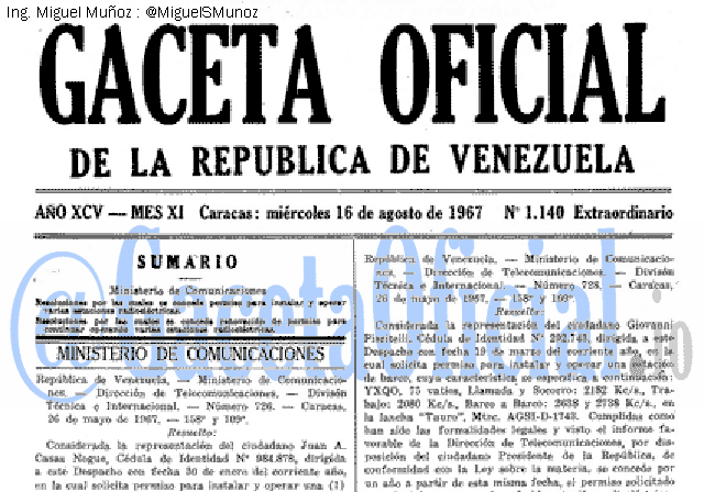 Gaceta Oficial 1140 del 16 Agosto 1967