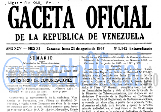 Gaceta Oficial 1142 del 21 Agosto 1967