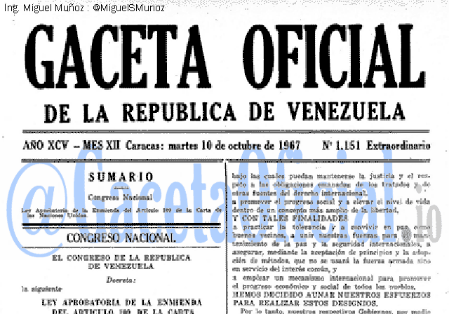 Gaceta Oficial 1151 del 10 Octubre 1967
