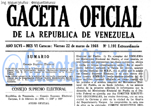Gaceta Oficial 1191 del 22 Marzo 1968