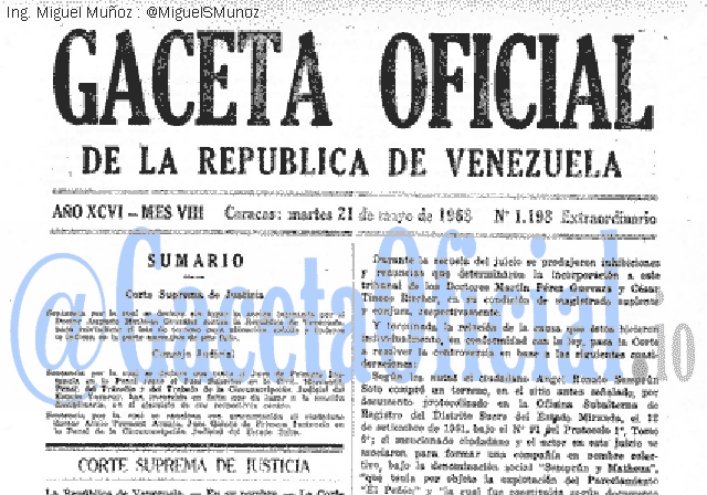 Gaceta Oficial 1198 del 21 Mayo 1968