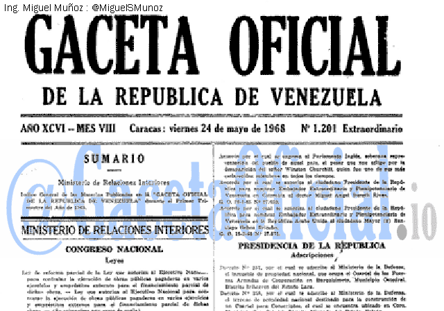 Gaceta Oficial 1201 del 24 Mayo 1968