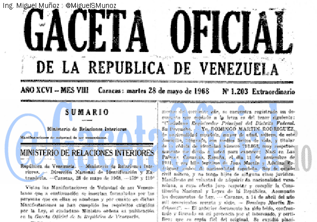 Gaceta Oficial 1203 del 28 Mayo 1968
