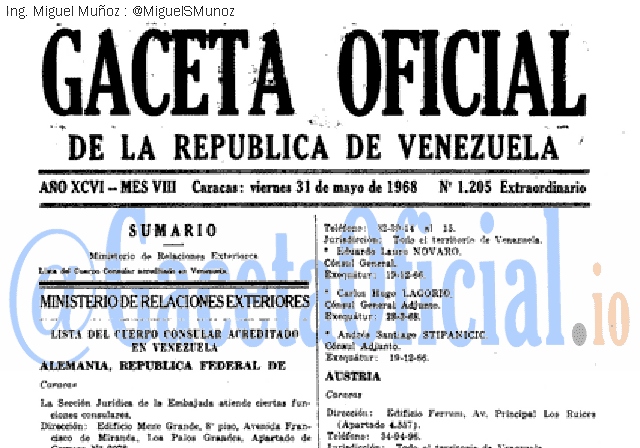 Gaceta Oficial 1205 del 31 Mayo 1968