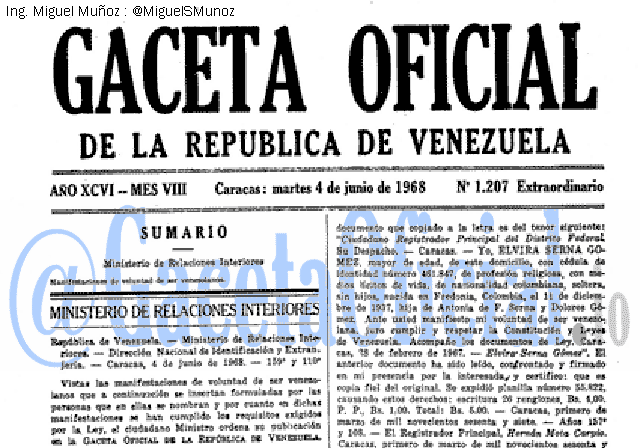 Gaceta Oficial 1207 del 4 Junio 1968