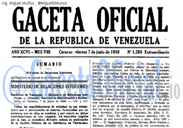 Gaceta Oficial 1208 del 7 Junio 1968