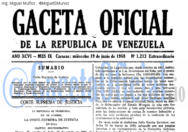 Gaceta Oficial 1213 del 19 Junio 1968