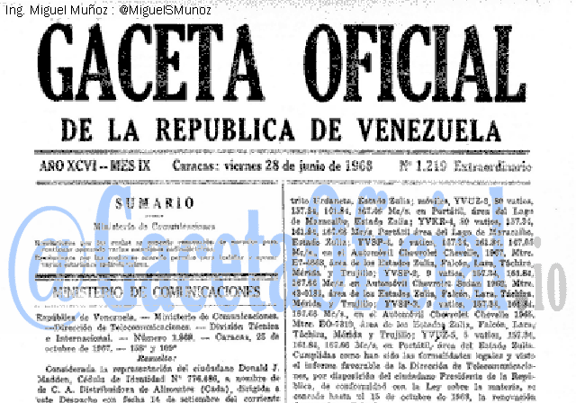 Gaceta Oficial 1219 del 28 Junio 1968