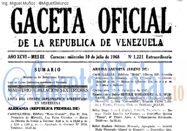 Gaceta Oficial 1221 del 10 Julio 1968