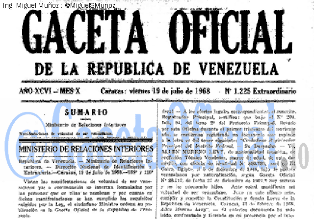 Gaceta Oficial 1225 del 19 Julio 1968