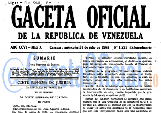 Gaceta Oficial 1227 del 31 Julio 1968