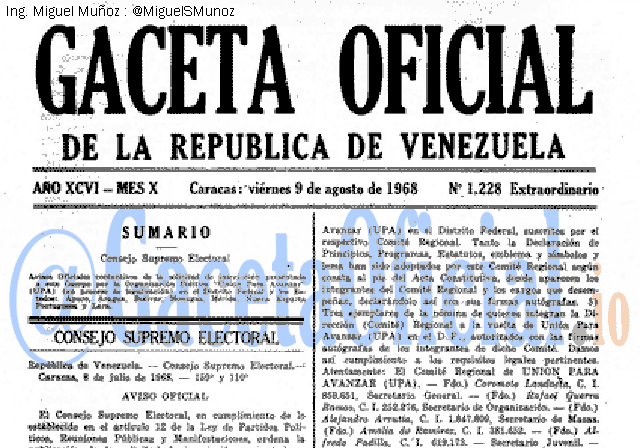 Gaceta Oficial 1228 del 9 Agosto 1968