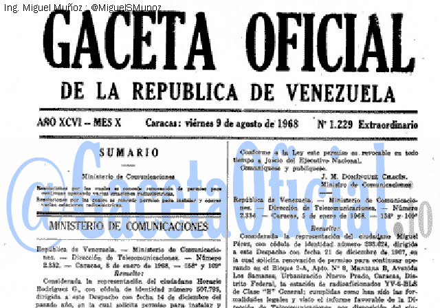 Gaceta Oficial 1229 del 9 Agosto 1968