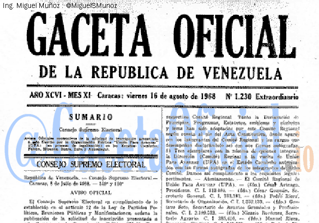 Gaceta Oficial 1230 del 16 Agosto 1968