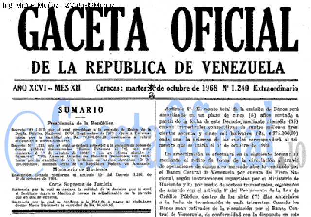 Gaceta Oficial 1240 del 2 Octubre 1968