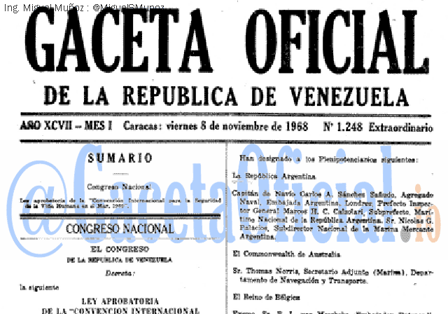 Gaceta Oficial 1248 del 8 Noviembre 1968