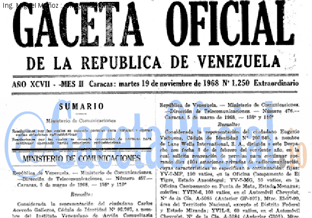 Gaceta Oficial 1250 del 19 Noviembre 1968