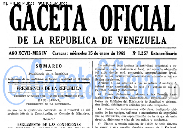 Gaceta Oficial 1257 del 15 Enero 1969