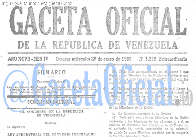 Gaceta Oficial 1258 del 29 Enero 1969