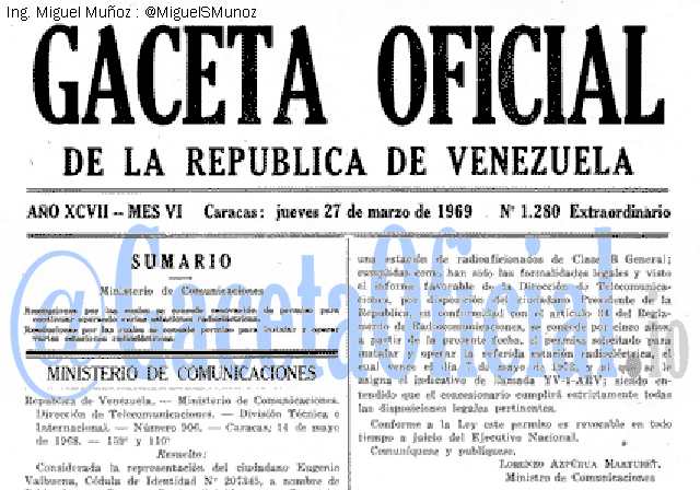 Gaceta Oficial 1280 del 27 Marzo 1969