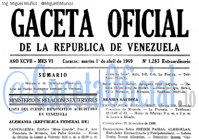 Gaceta Oficial 1283 del 1 Abril 1969