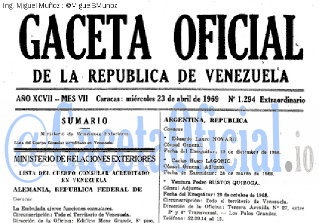 Gaceta Oficial 1294 del 23 Abril 1969