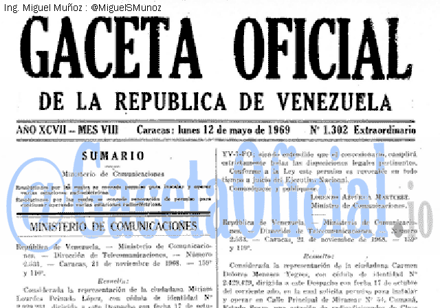 Gaceta Oficial 1302 del 12 Mayo 1969