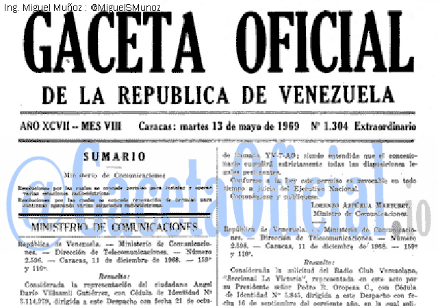 Gaceta Oficial 1304 del 13 Mayo 1969