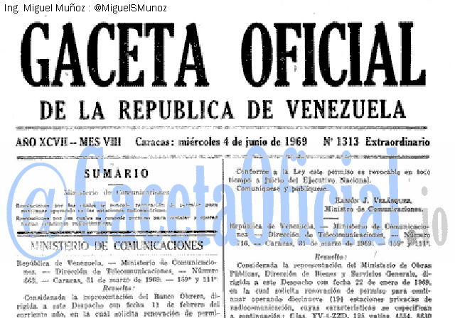 Gaceta Oficial 1313 del 4 Junio 1969