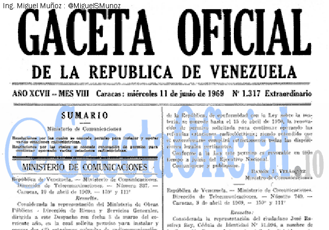 Gaceta Oficial 1317 del 11 Junio 1969